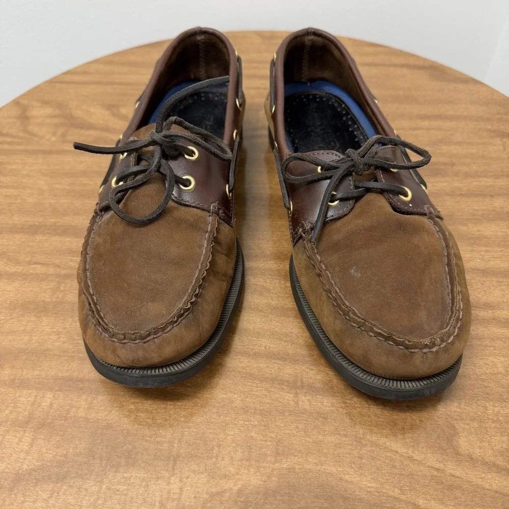 Sperry Top-Sider Boat Shoes Men's 11 M Brown Leather 2-Eye Lace Up Casual Deck